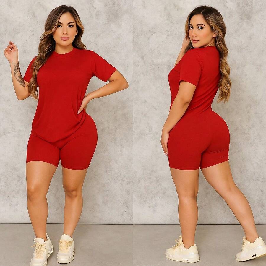 Women Two-Piece Outfits - 紅色 - 查看 1