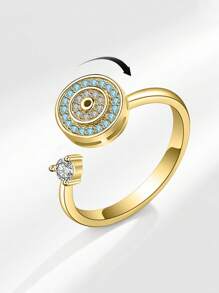 1 件旋转邪眼可调节戒指，欧美创意抗焦虑锆石戒指