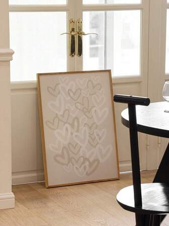1 Stück Herz Muster, beige avantgardistische Wandkunst, bunte Graffiti Herz Poster, neutrales Poster, Teenager Zimmer Dekoration, druckbare Liebe, Liebes Muster, ohne Rahmen