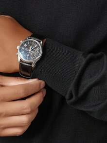 Men's Solid Color Loose Long Sleeve High Collar Sweater, Autumn/Winter - Black - View 4