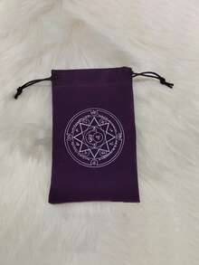 1 pieza Bolsa de almacenamiento de cartas de tarot, con patrón de pentágono, bolsa de terciopelo negro con cordón, bolsa de terciopelo para guardar cartas, bolsa de almacenamiento para vacaciones, bolsa para joyas - Multicolor - Ver 4