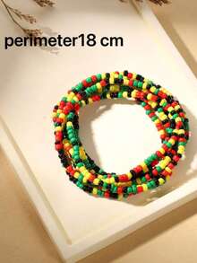 18 قطعة مجموعة أساور جامايكية أفريقية بوهيمية متعددة الألوان من الخرز، أساور متعددة الطبقات على الطراز الجامايكي قابلة للتكديس