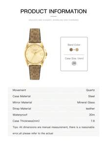 Coach Leather Strap Quartz Watch For Women With Gold-Tone Iconic C Logo Dial And Stainless Case Watch Ladies Luxury Round Analog Wrist Watch - Gold - View 6