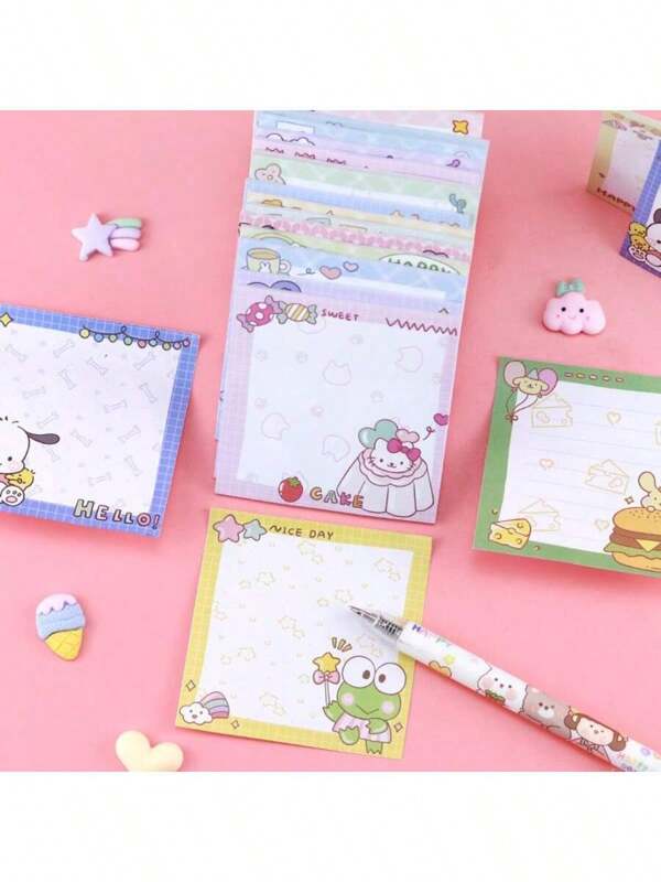 Sanrio 160/80PCS Sanrio Sticky Notes, Cool Lomimelodica Stickers, Beautiful Notebook Accessories For Taking Notes And Leaving Messages, High-Quality Appearance Notebook Sticky Note Stickers, Sticky Note And Message Sticky Note Paper, Cartoon Notebook Gift And Prize Booklet Stickers, Christmas, Halloween, Birthday Gifts (Patterns, Colors, Some May Be Random, Packaging Random),For School Supplies,Back To School