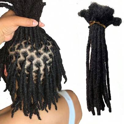 HJ WEAVE BEAUTY Extensiones de rastas de cabello humano, 15,2-50,8 cm de grosor, 0,6 cm, 10 hebras, afro, rizado, extensiones de cabello de ganchillo completamente hechas a mano con trenzas sin nudos, extensiones de rastas de cabello humano para hombres y mujeres, se pueden teñir.