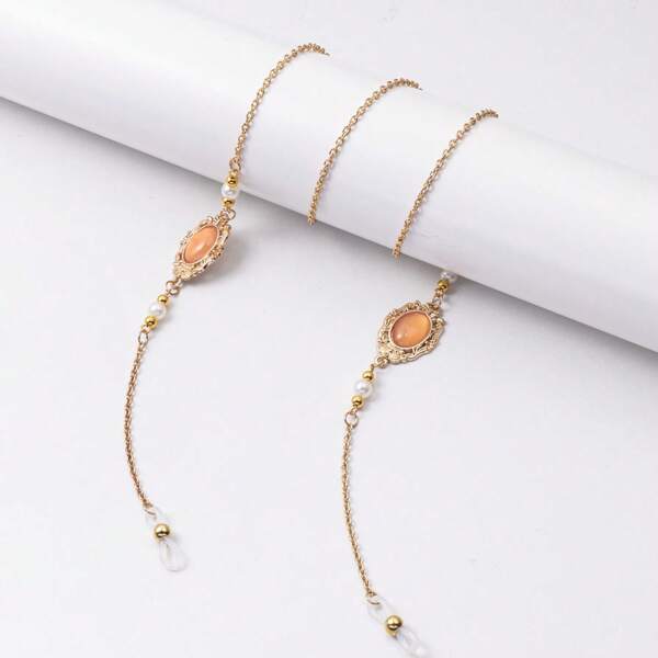 Gold-Plated Anti-Slip Eyeglass Chain, Oval Shaped, Suitable For Mask, Popular Cross-Border Jewelry Accessory