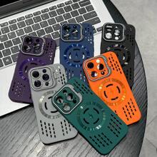 Summer Hollowed-Out Cooling Phone Case With Lens Holder, Suitable For IPhon16 Magnetic Phone Case Hollowed-Out IPhon 15 Drop Case 14 Waterproof Shockproof Anti-Fall Scratch Resistant