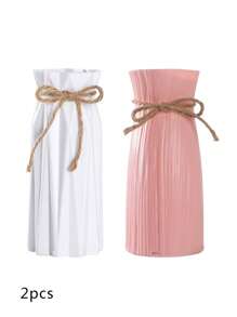 Jarrón de plástico, altura 17,5 cm, jarrón de diseño de origami para pasto pampa, jarrón de plástico de unicolor, jarrón para flores artificiales de apariencia cerámica, para decoración central de mesa, decoración de granja rústica, oficina, hogar, sala de estar, decoración festiva, regalo, decoración del hogar, jarrón de vidrio - Blanco - Ver 19