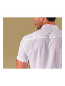 Viscolinho Men's Shirt Short Sleeve - 白色 - 查看 3