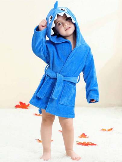  MICHLEY Barnbadrock med huva i grönt, dinosauriemönster, mjuk och bekväm, lämplig för bad och simning i poolen