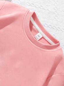 1 st flickkanin - Element rundhalsad tröja, bekväm och varm, vår- och höstskola och personlig stil - Rosa - Visa 6