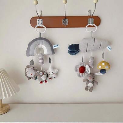 1 st. hängande skallra till spädbarnsvagn, tecknad aktivitetsleksak i inredningsstil, dekoration till nyfödda, lämplig som present till bebisen
