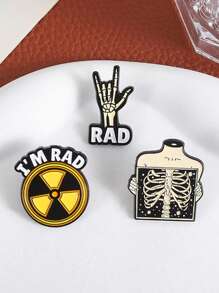 3 件 I'm RAD 骷髅胸针 创意趣味胸针 衣服背包配饰 珠宝礼物 送给朋友