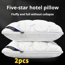 2PCS Luxury Neck Support Pillow - Five-Star Hotel Quality Pillow, High-Density Non-Collapse Core, 74x48cm, For All Seasons - White - View 2