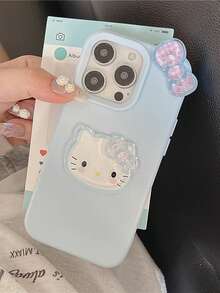 Sanrio 3D KT 猫蝴蝶结手机壳，兼容 16 Pro Max，可爱保护套兼容 13、12、14 Pro、11、15 Pro Max，柔软硅胶全身防震外壳防水防摔防刮