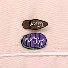 2pcs ANDY Hard Enamel Needle Creative Abstract Brooch Lapel Badge Jewelry Accessories - Multicolor - View 8