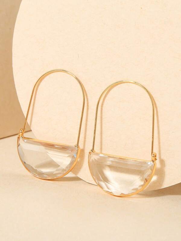 1 Pair 2025 New European & American Simple Fashion Daily Wear Holiday Gift Women's Copper Inlaid Glass Earrings