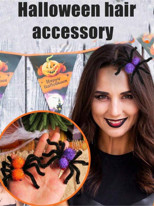1 Stück Halloween Spinnen Haarclip, neuartiges Party Dekor Element geeignet für Jugendliche und Erwachsene, Krallen Clips, Haarklammern, Clips für Haare, Haarspangen, Haarspangen