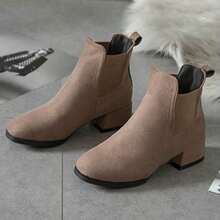 BOTAS cortas de Chelsea de gran tamaño, Cabeza Redonda negra, ocio y comodidad, botas gruesas, botas desnudas, botas cortas y botas Británicas, Botas y Botines de Mujer - Camel - Ver 3