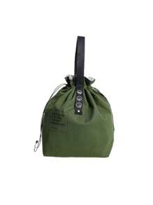 Insulated Lunch Bag, Rectangular Knit Tote For Carrying Food To Work And Outings, Hand Washable,Lunch Bag Canvas Large Solid Color Drawstring Portable Thermal Insulated Picnic Storage Bento Box Bag