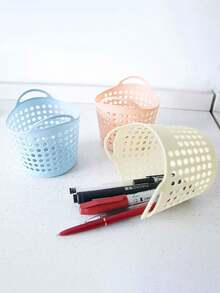 4pcs Creative Pen Holder With Circular Mesh Desktop Storage Basket, Organizer Bin - Multicolor - View 3