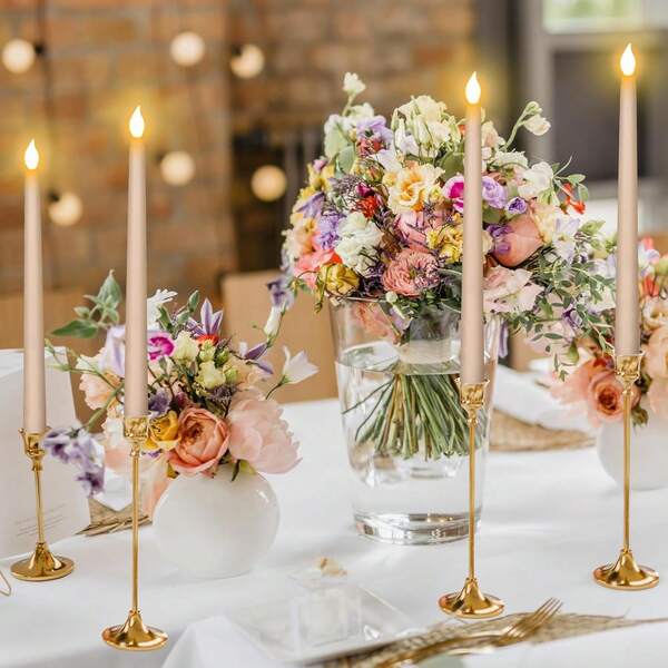 3/6/12/20/24/30/36/48/72 PIEZAS, Paquete de velas de plástico largas de 0.79*7.87 pulgadas para decoración de bodas, banquetes, fiestas, Navidad, cumpleaños sin humo (baterías no incluidas)