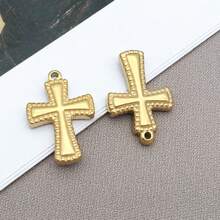 2 件不锈钢金色十字架吊坠，十字架吊坠，适用于 DIY 手链项链耳环链珠宝制作配件 - 金色 - 查看 11