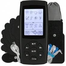 Unidad TENS de 40 intensidades de 2 canales recargable con 10 almohadillas de electrodos reutilizables. Estimulador muscular con pantalla grande para masaje de todo el Body