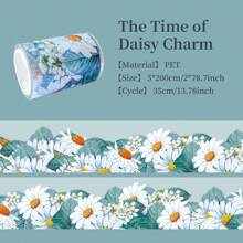Room Decor Daisy Flower PET Tape, Creative DIY Craft Material For Scrapbooking, Planner, Notebook