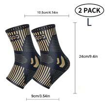 2-Pack Copper Ankle Support Sleeves For Men & Women - Compression Relief For Sprains, Achilles Tendonitis & Sports Injuries - Breathable, Moisture-Wicking Fabric With Arch & Heel Stabilization - Ideal For Basketball, Soccer, Tennis, Running - 黑色 - 查看 10