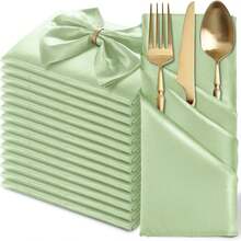 20pcs Silk Red Satin Napkins, 17 X 17 Inches Square Smooth Dinner Napkins For Wedding, Party, Celebration, Banquet, Restaurant, Thanksgiving, Christmas, Halloween