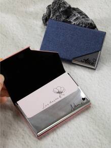 定制带姓名的名片夹、个性化名片夹、定制名片整理器、可定制皮革名片夹、女士信用卡夹、卡夹钱包、生日礼物、情人节礼物、男女通用、时尚、便携、父亲、老板、同事、母亲、朋友