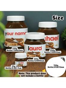 Customized Personalized Hazelnut Spread Label, Fully Customizable Template | DIY Label Printing Version, 1/2/4/8 Pcs Personalized Chocolate Hazelnut Spread Vinyl Stickers, Fun & Unique Hazelnut Gift, Birthday & Anniversary - Multicolor - View 2