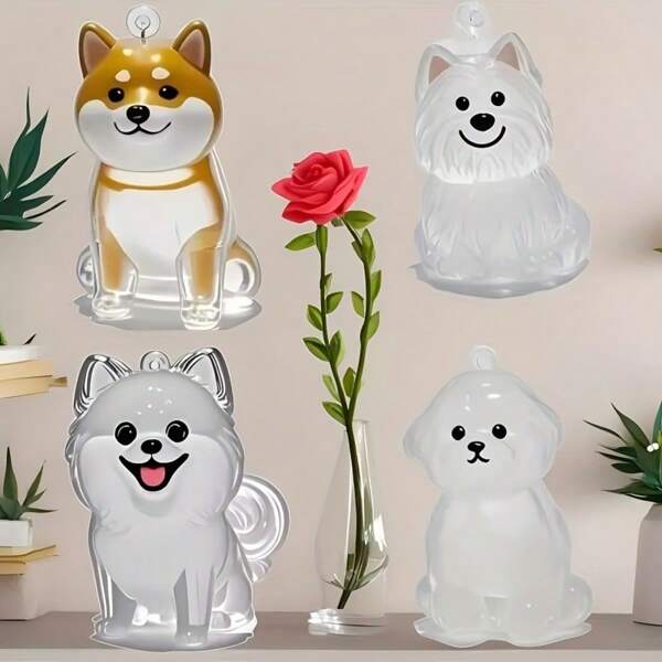 زجاجة تخزين شعر الكلب الجميلة، صندوق تخزين شفاف عالي من الاكريليك بتصميم كرتوني لتذكار شعر الحيوانات الأليفة مع سلسلة مفاتيح