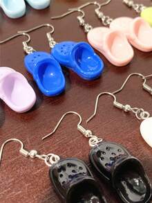 1 对逼真的卡通镂空木屐风格耳环，可爱创意耳环适合日常佩戴，男女通用 - 洞洞鞋耳環 - 查看 4