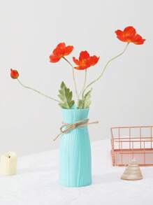 Jarrón de plástico, altura 17,5 cm, jarrón de diseño de origami para pasto pampa, jarrón de plástico de unicolor, jarrón para flores artificiales de apariencia cerámica, para decoración central de mesa, decoración de granja rústica, oficina, hogar, sala de estar, decoración festiva, regalo, decoración del hogar, jarrón de vidrio - Blanco - Ver 13