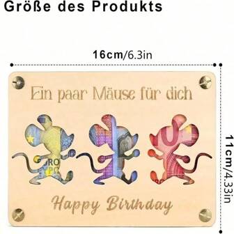 1 stuk klassieke houten puzzel met cartoonmuisontwerp als cadeaukaarthouder - geschikt voor verjaardagen van volwassenen, afstudeerfeesten en unieke houten memorabilia