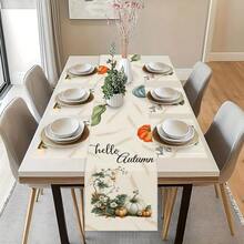 Un conjunto de 4/6 manteles individuales y 1 pieza de camino de mesa, con diseños de calabaza de otoño y hojas de arce. Manteles, individuales y decoraciones para platos adecuados para la cocina, decoración del hogar en estilo rural y reuniones familiares. Apropiado para cenas, fiestas, reuniones y regalos festivos, es una opción ideal para regalos de otoño. - Multicolor - Ver 6