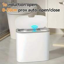 Smart Trash Can With Automatic Sensor Lid - Hands-Free Operation, Touchless Closure, Space-Saving Wall Mount, Odor-Sealing Technology - Ideal For Bathroom, Kitchen, Office - Battery-Powered (Batteries Not Included) - Modern White Design, Small Bathroom Trash Can, Spacesaving Waste Bin, Contemporary Aesthetics, Sleek Plastic Bin, Smooth Powder Coat