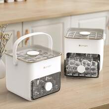 Portable Ice Cube Maker With Storage Drawer - Quick-Freeze Home & Kitchen Ice Tray For Cocktails, Juices - White - View 2