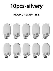 5 cái/10 cái/20 cái Móc màu trắng, đen, bạc, keo dính chắc, không đục lỗ, cửa nhà bếp và phòng tắm, móc gắn tường, không để lại dấu vết, móc dính, móc chịu lực - Nhiều màu - Xem 20