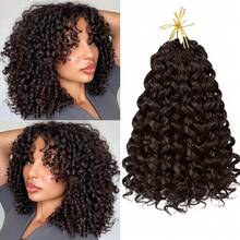 GoGo Curl 钩针发 1-6 包水波钩针发 10/14/18/22 英寸卷曲钩针发 女士短款海滩卷曲钩针发 合成深扭钩针接发 - 彩色 - 查看 5