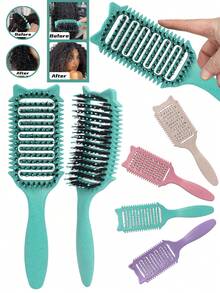 Hair brushes-EU+UK 这款卷发造型湿发梳采用柔软的梳齿，有效减少拉扯头发，帮助保持自然蓬松的卷发效果。圆形梳齿设计男女皆宜，是打造完美发型的理想之选。 - 彩色 - 查看 2