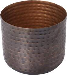 Jarrón de metal de tono cobre clásico de 6 pulgadas, maceta con textura martillada, contenedor cilíndrico para plantas suculentas para interiores, hecho a mano en la India - Cobre antiguo - Ver 6