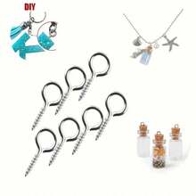 20 Piezas/50 Piezas/100 Piezas Ganchos de ojo de tornillo de acero inoxidable, anillos de estilo de moda para colgar en la pared, clavos de ojo roscados, cabezas redondas parcialmente roscadas, tornillos de anillo de elevación, tornillos de ojo, clavos - Fácil de instalar, adecuado para uso en interiores/exteriores, adecuado para joyas DIY, fotos, accesorios, accesorios colgantes de manualidades DIY, colgantes de arcilla y resina. - Multicolor - Ver 3