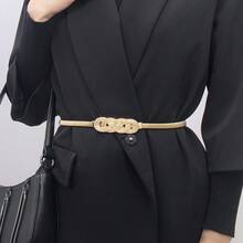 Multineos Comercial Women's Elastic Metal Belt Buckle Model Fashion Blogger - 金色 - 查看 1