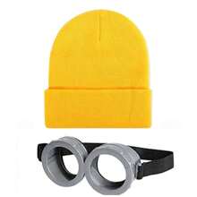 Costume Accessories Adult Steampunk Goggles Glasses Yellow Beanie Hats Black Gloves Women Cosplay Halloween Party Set,Christmas - Multicolor - View 8