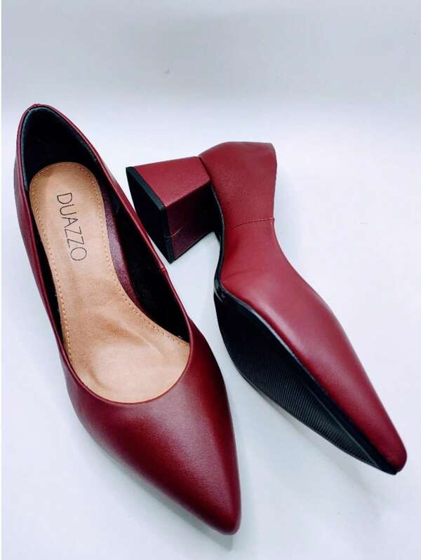 Sapato Scarpin Feminino Bico Fino Salto Bloco Conforte Elegante Festas Casamento