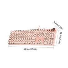 Teclado mecánico de juego con estilo punk de EWEADN, panel de metal completo de 104 teclas, teclas redondas retro punk con retroiluminación LED, perilla multimedia, diseño ergonómico para juegos y oficina, para Windows, portátil, PC, periféricos rosas - color té con leche - Ver 7