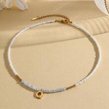 Magic Fish 1 件树脂仿珍珠简约 26 个字母吊坠项链，可定制情侣、朋友、同学的名字